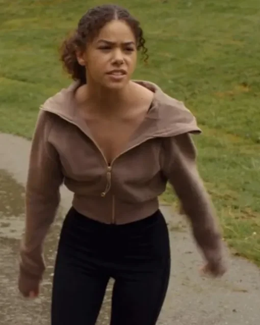 Cropped Ginny and Georgia Brown Zip Up Hoodie