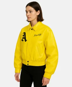 DONCARE AFGK Ferrari Yellow Leather Jacket Womens