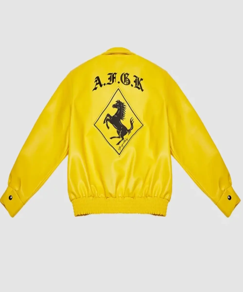 DONCARE AFGK Racing Ferrari Leather Jacket Yellow