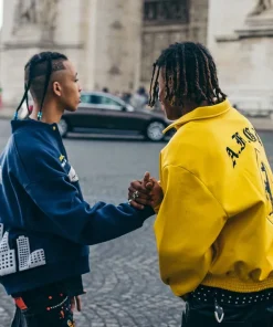 DONCARE AFGK Racing Ferrari Oversized Yellow Leather Jacket