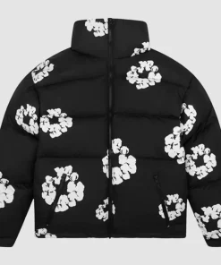 Denim tears cotton wreath puffer jacket black