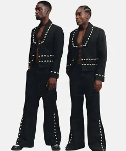 Exclusive TGMA cowries embellished King Promise jacket