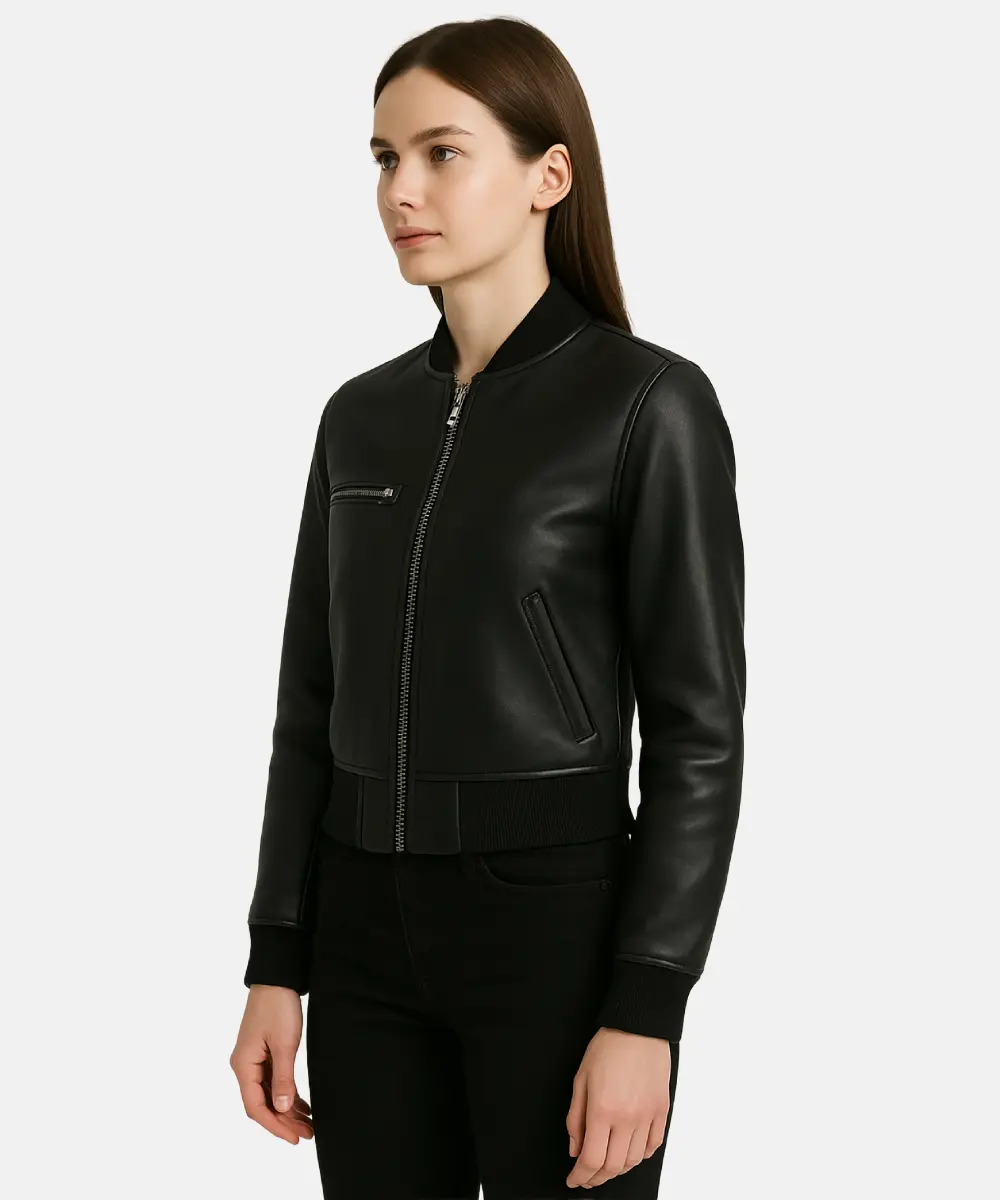 Leah Byrne Dept Q Black Leather Jacket