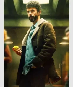 Matthew-Goode-Shearling-Brown-Suede-Leather-Coat