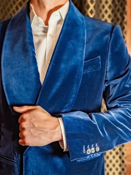 Mayflower smoking velvet blazer blue