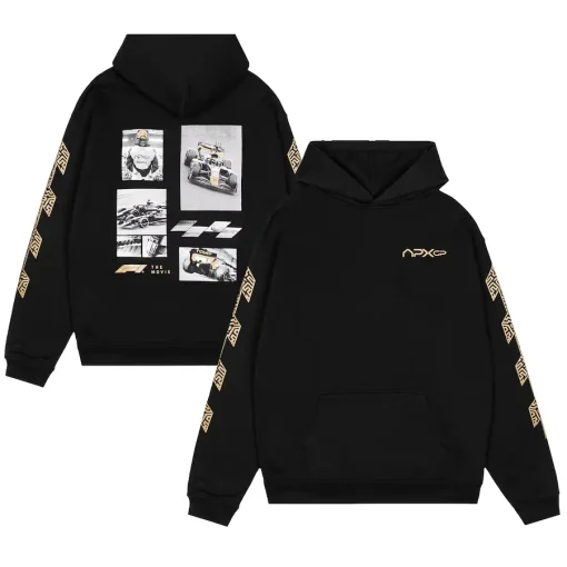 Men's Black Formula 1 The Movie Photo Collage Pullover Hoodie