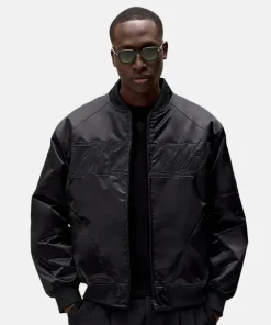 Mens Kith x Superman Superman Kith Black Satin Bomber Jacket - Recreation