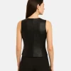 Miley Cyrus Black Leather Chanel Vest