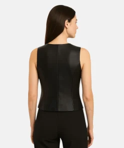Miley Cyrus Black Leather Chanel Vest