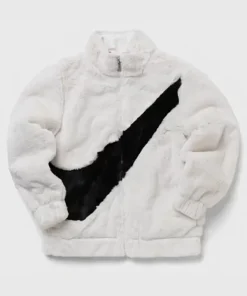 Nike big swoosh faux fur jacket