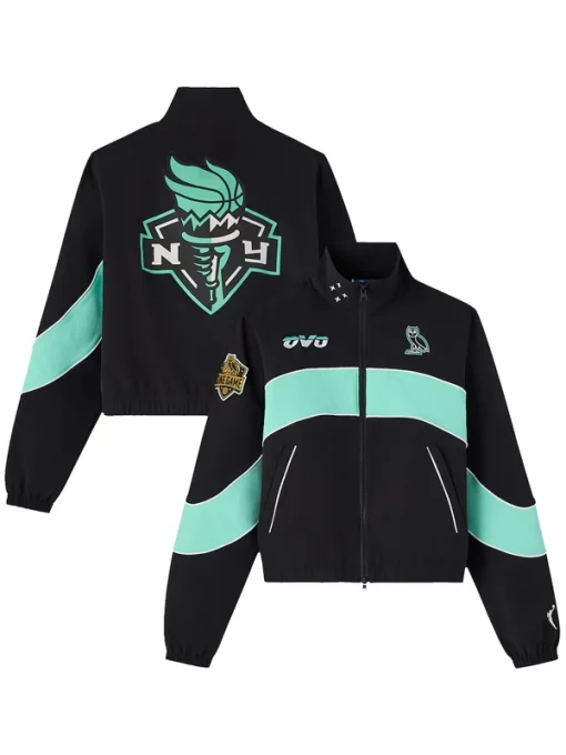 Ovo x wnba new york liberty track jacket black