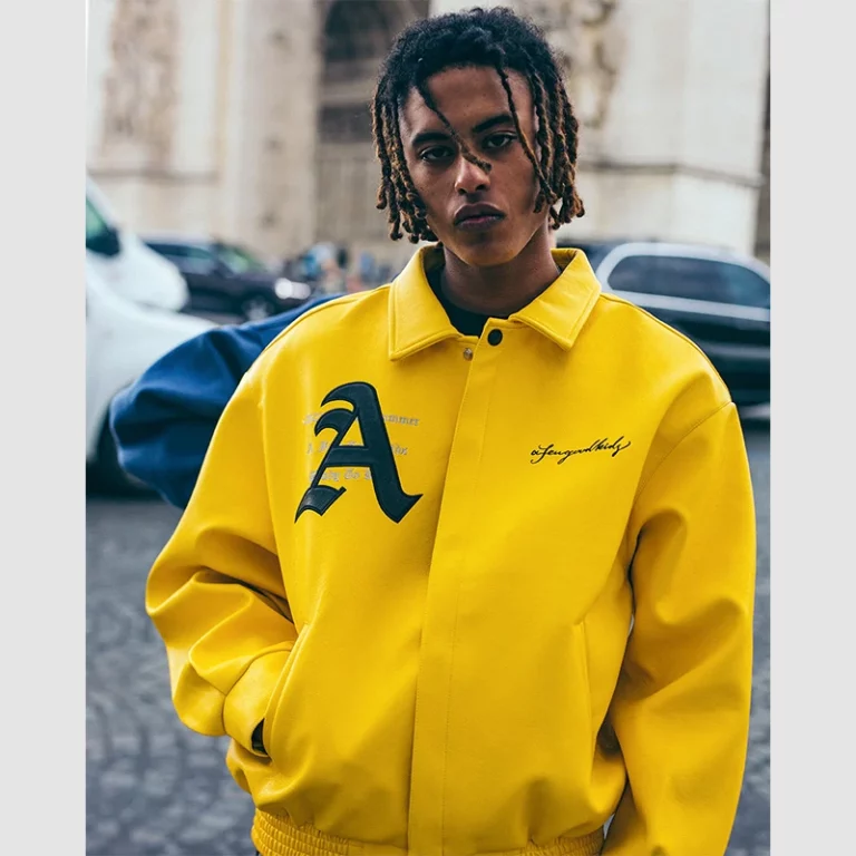 Racing Ferrari Oversized Leather Jacket - Yellow(DONCARE AFGK )