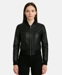 Rose Dept. Q 2025 Leah Byrne Black Leather Bomber Jacket