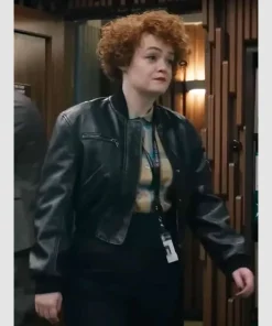 Rose dept. q 2025 leah byrne black leather bomber jacket