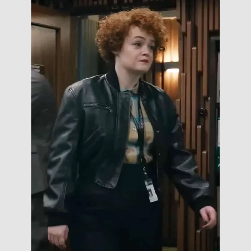 Rose dept. q 2025 leah byrne black leather bomber jacket