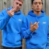 Sidemen x W2S Oversized Blue Fleece Hoodie for Men and Women