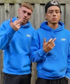 Sidemen x W2S Oversized Blue Fleece Hoodie for Men and Women