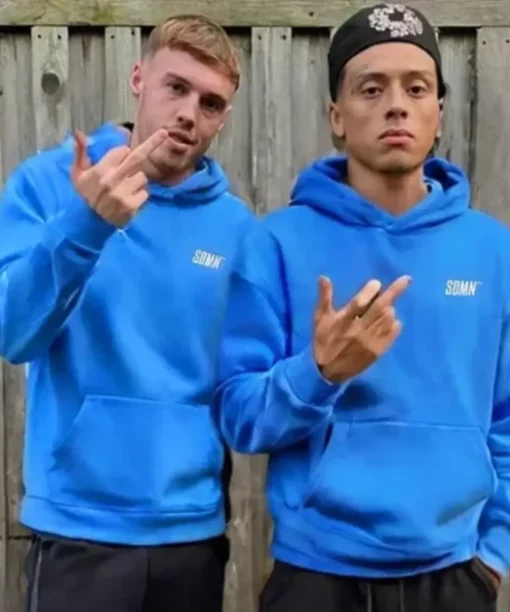 Sidemen x W2S Oversized Blue Fleece Hoodie for Men and Women