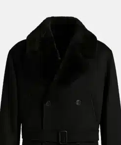 Superman 2025 Nicholas Hoult Lex Luthor Black Shearling Coat