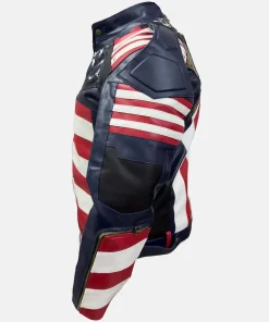 USA Flag Independence Biker Leather Jacket