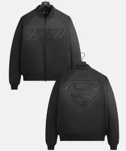 Unisex Superman x Kith Black Satin Bomber Jacket