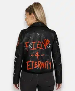Women's Black Alexa Bliss Friends for Eternity Full-Zip Faux Leather Jacket