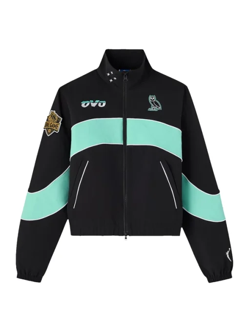 Womens black mint new york liberty ovo x wnba track jacket