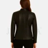 Women's Eiffel Tower Studded Black Leather Jacket