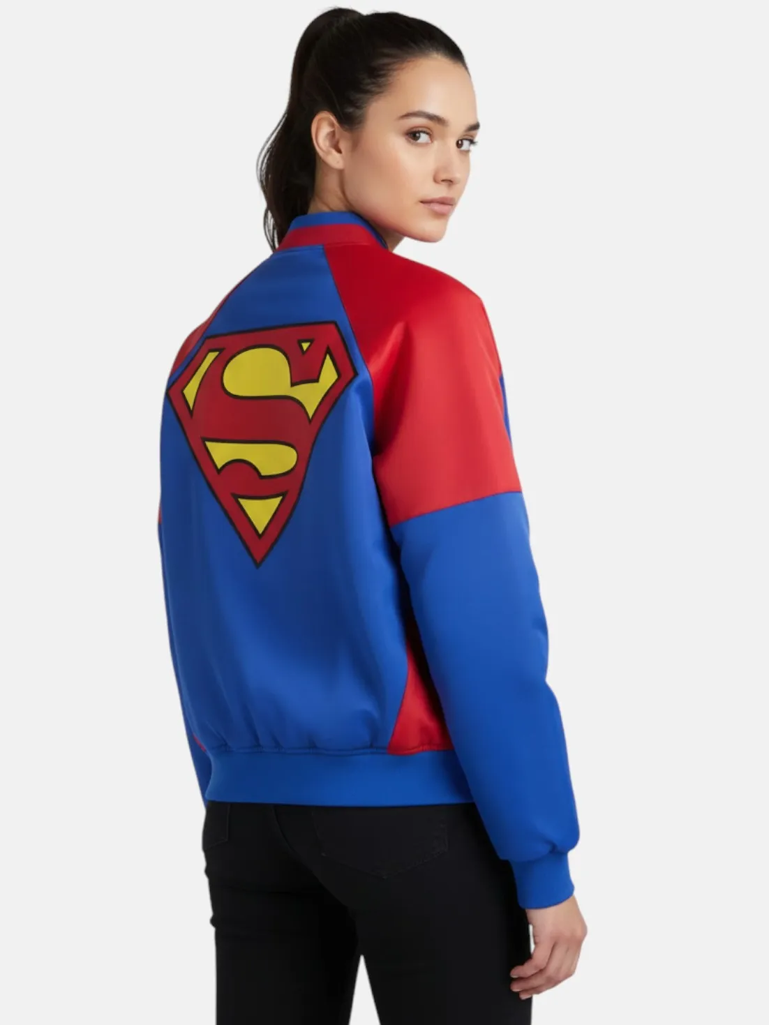 women Superman x Kith Satin Bomber Jacket back