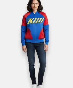 women Superman x Kith Satin Bomber Jacket front full view