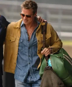Brad pitt f1 brown suede jacket