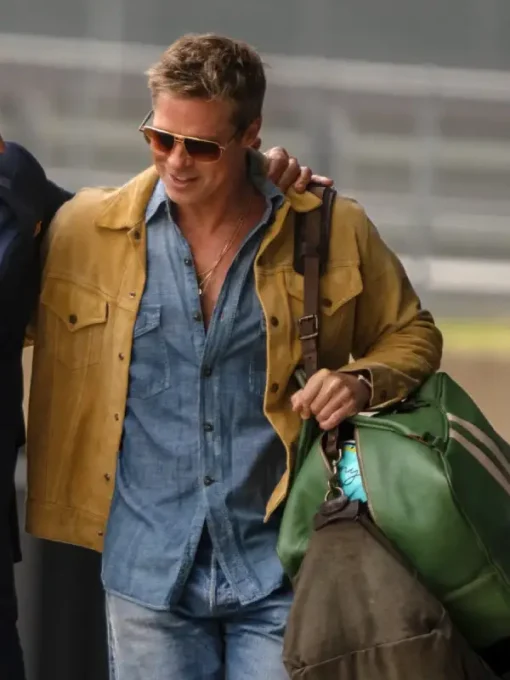 Brad pitt f1 brown suede jacket