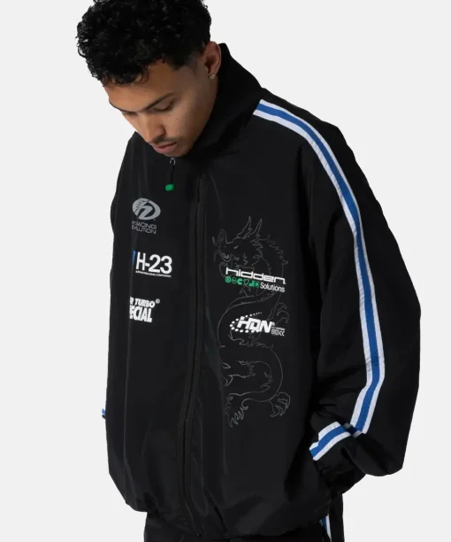 Hidden NY Hydra Zip-up Black Track Jacket For Unisex