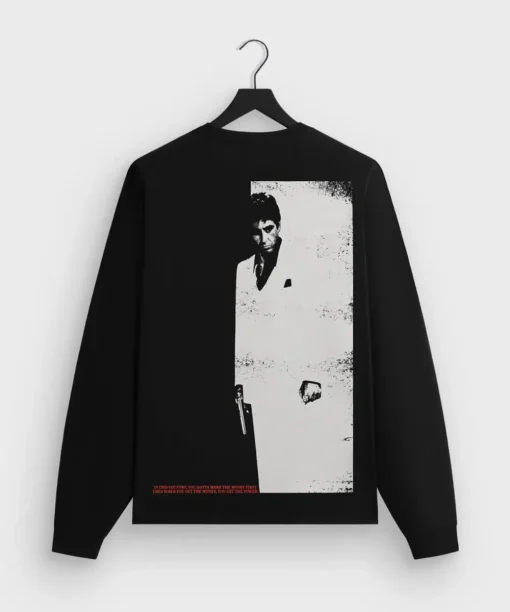 Kith x Scarface Tony Montana Sweatshirt - Unisex Long Sleeve Tee Black Crewneck