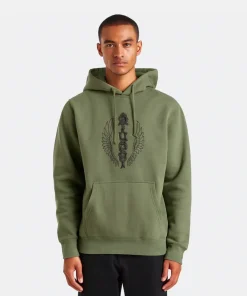 Men Stussy Wes Wings Hoodie Green