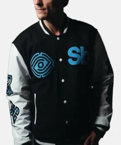Mens Eternal Black Varsity Bomber Jacket Spiritbox