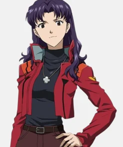 Neon Genesis Evangelion Misato Cosplay Leather Red Jacket