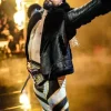 Seth rollins black fur leather jacket