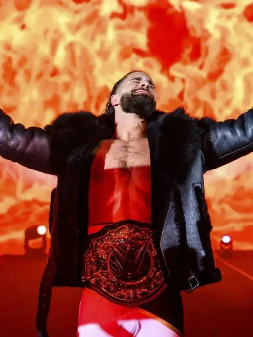 Seth rollins black shearling jacket