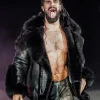 Seth rollins black shearling leather jacket