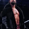 Seth rollins faux fur leather jacket black