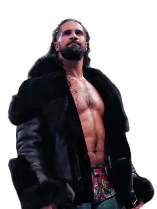 Seth rollins monday night raw black fur leather jacket