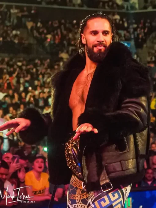 Seth rollins shearling jacket black