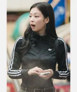 South Korean Singer And Rapper Jennie Kim Adidas Adicolor Classics Firebird Black Track JackeT