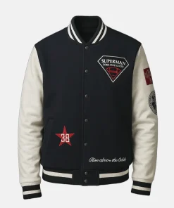Superman x Lucky Brand Varsity Jacket Black