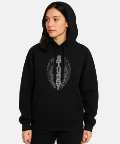 Women Stussy Wes Wings Hoodie Black