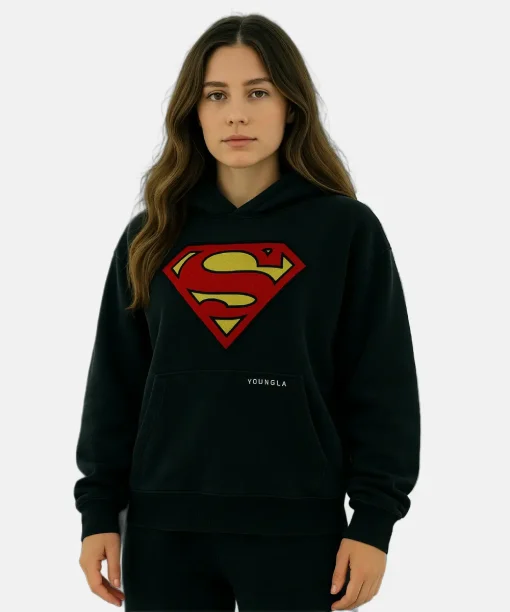 Youngla Superman Black Hoodie women
