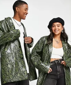 ASOS COLLUSION Unisex snake print Green blazer