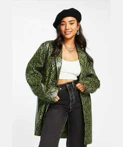 ASOS COLLUSION Unisex snake print blazer in green