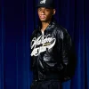 Adidem-Asterisks-Crocodile-Cursive-Black-Leather-Bomber-Jacket